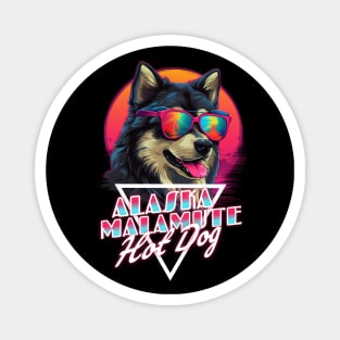 Retro Wave Alaska Malmute Hot Dog Shirt Magnet